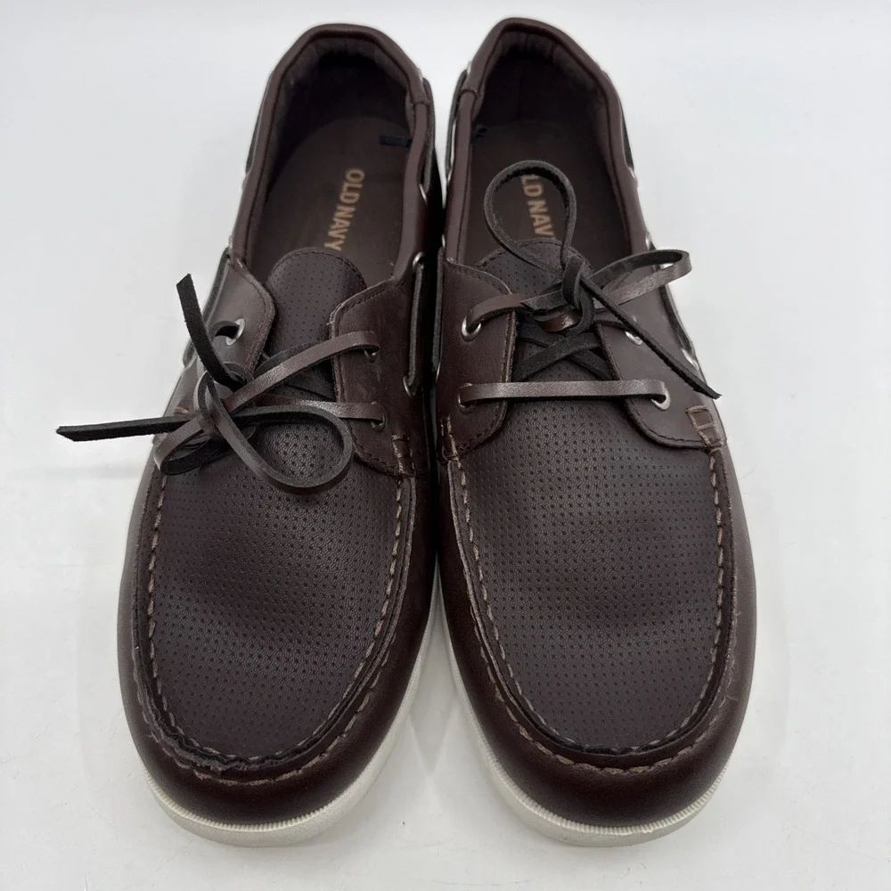 MENS OLD NAVY CHOCOLATE BROWN‎ BOAT SHOES SIZE 11 Loafers Slip On